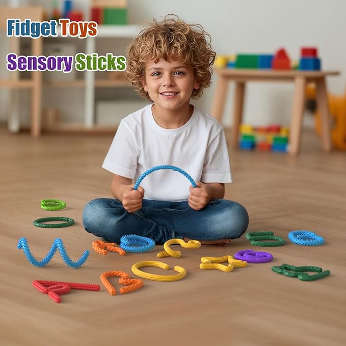 8Packs Fidget Toys Sensory Sticks，Sensory Toys for Kids with Autism Calming ，Autism Classroom Must Haves Calming Sensory Toy for Special Needs, Fidgets for Classroom Gifts for Kids