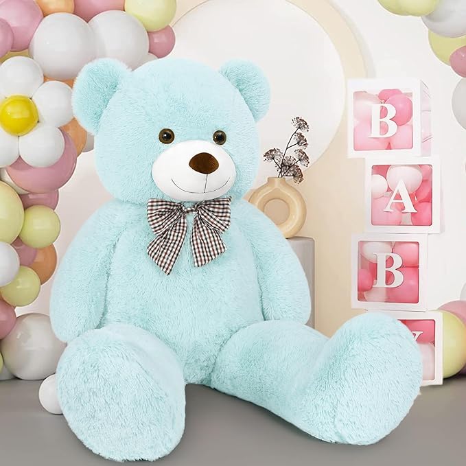 MaoGoLan Giant Teddy Bear 4 Feet,Adorable and Cuddly Big Bear Stuffed Animal 47", Classic Teddy Bear Plush Gift Decoration for Baby Shower,Party,Birthday,Valentines Day,Mint Green