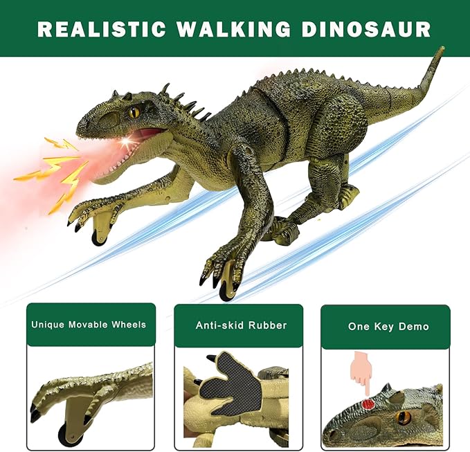 Remote Control Dinosaur Jurassic T Rex Toys for Boys Electronic RC Spray Raptor Walking Roaring Tyrannosaurus Rex Realistic 18.1" Rechargeable Birthday Gift for Kids Girls 3 4 5 6 7