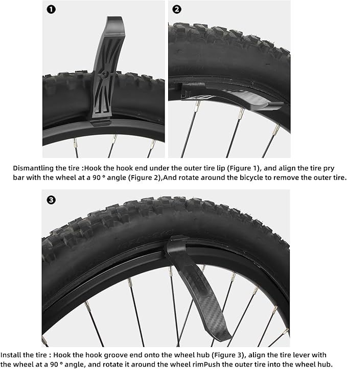 FLY_H Bike Tire Levers Road Mountain Bike Tires Portable Bike Tire Tyre Changing Tool Save Time and Effort Bicycle Tire Levers Bicycles Vacuum and Non Vacuum Tires Tool Accessories 2 Pack-Black