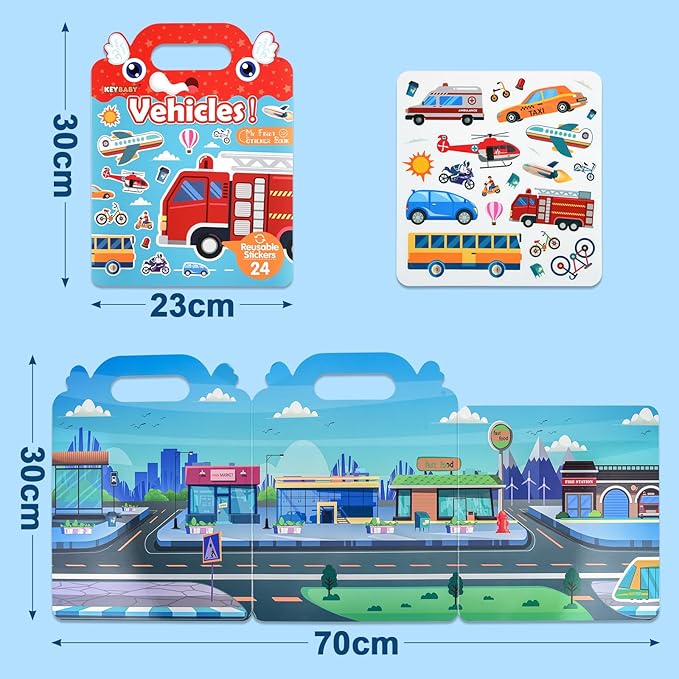 ASTARON 3 Pack Reusable 3D Puffy Sticker Book for Kids 3-6, Jelly Sticker Game Educational Sensory Learning Toy, Travel Toys and Busy Book(Little Wings Handle)