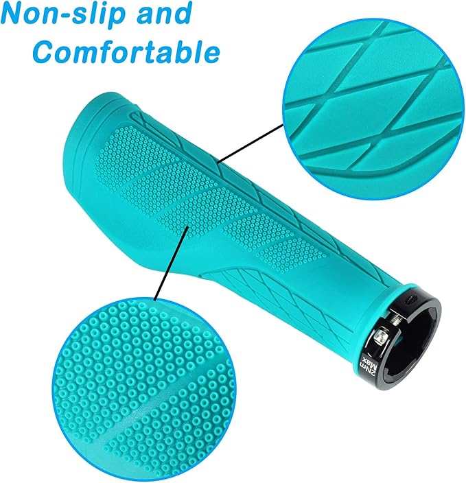 SOLODRIVE Ergonomic Design Mountain Bike Grips, Comfortable Bicycle Handlebar Grips, Single Lock-on and Non-Slip MTB Handle, Fit MTB, E-Bike, Hybrid, Scooter