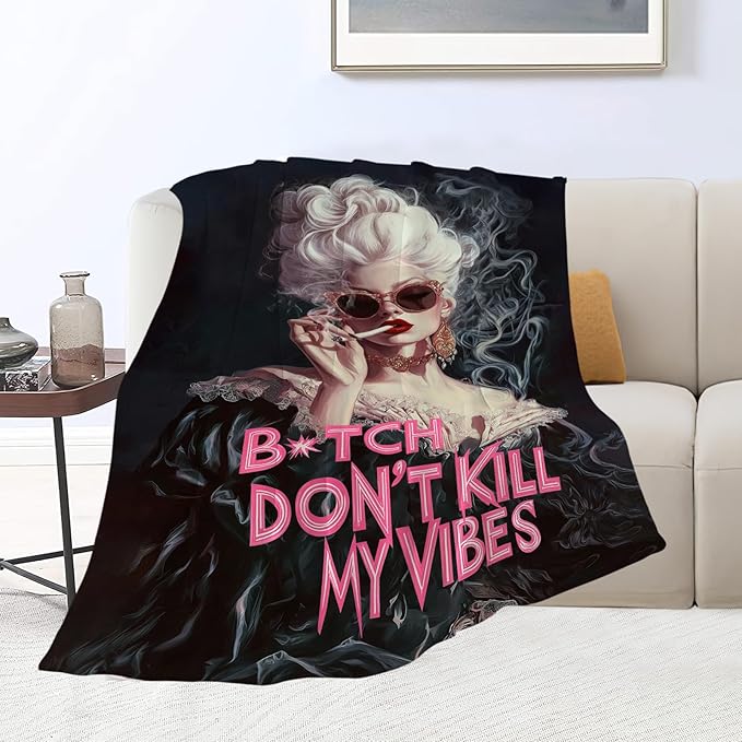 Vintage Woman Blanket Fashion Women Throw Blankets Gifts for Girls Boys Kids Soft Cozy Fleece Plush for Couch Sofa Bed 60"x50"