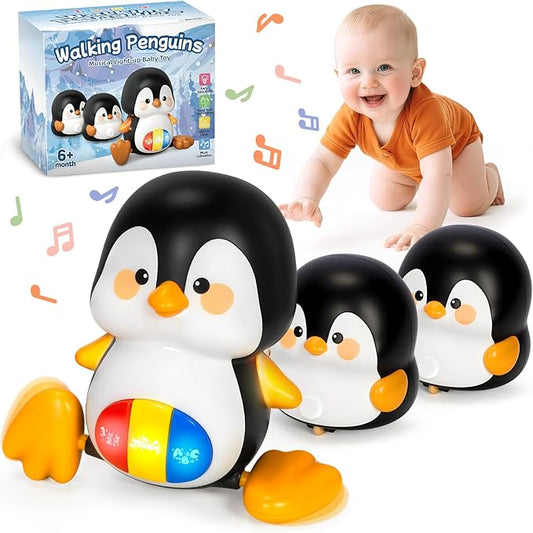 Baby Toys 6-12 Months, Musical Penguins Crawling Infant Toys, Early Learning Toy for Tummy Time with Light & Sound, Birthday Gifts for Babies Newborn Boys Girls 0-3-6 7 8 9 10 11 Months 1 Year Old