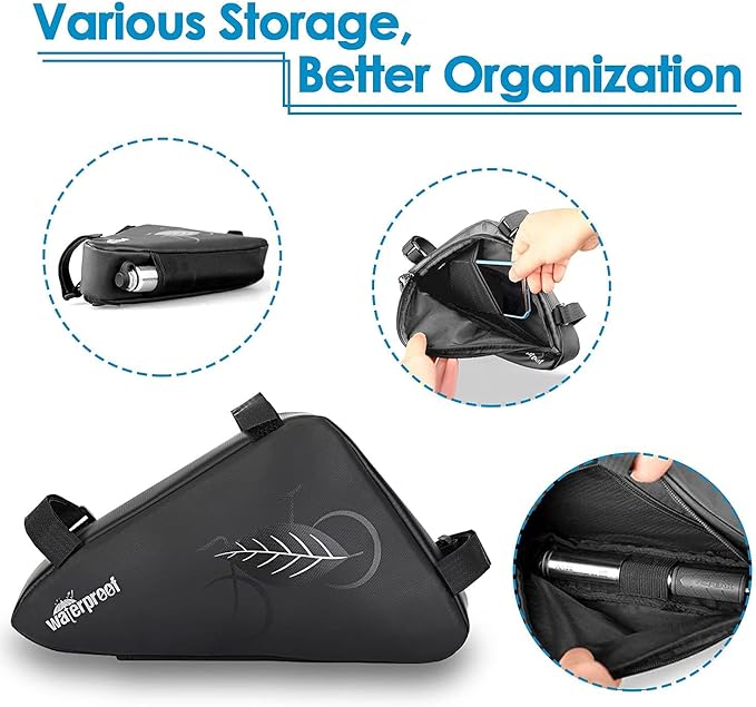 WOTOW Bike Tire Repair Tool Kit, Waterproof Frame Storage Bag & Mini Bike Pump & 16 in 1 Multitool & Bicycle Tyre Lever Patch Portable Repair Tool Accessories Set for Road Mountain BMX Cycling