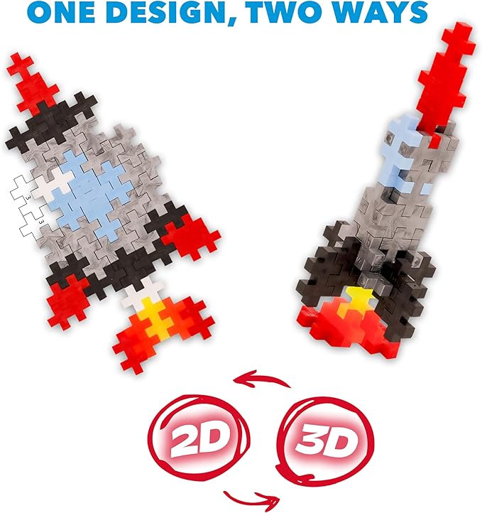 Plus Plus Puzzle By Number Activity Pad, Kids Travel Activities, Interlocking Mini Building Blocks, 3D Puzzle Stem Toy for Kids - Space