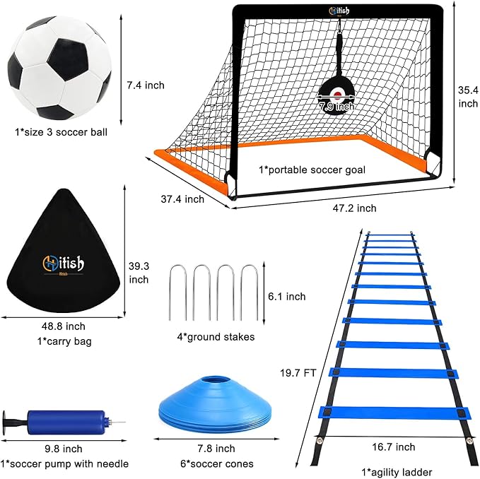 Kids Soccer Goals for Backyard - Portable Pop Up 4x3FT Soccer Nets for Toddler Age 3-5 6-8 8-10 10-12 - Youth Soccer Goal Training Equipment Practice Set - Target Soccer Game Gift for Outdoor