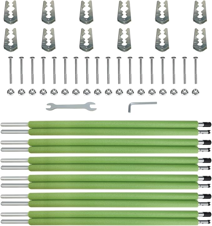 Universal Trampoline Poles, Replacement Poles with Clamp and Hardware, with Enclosure Pole Connecters, Screws and Bolts, Pole Caps