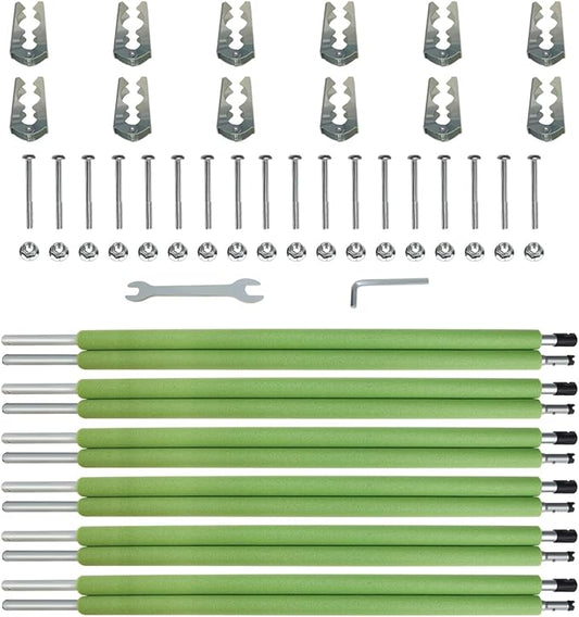 Universal Trampoline Poles, Replacement Poles with Clamp and Hardware, with Enclosure Pole Connecters, Screws and Bolts, Pole Caps