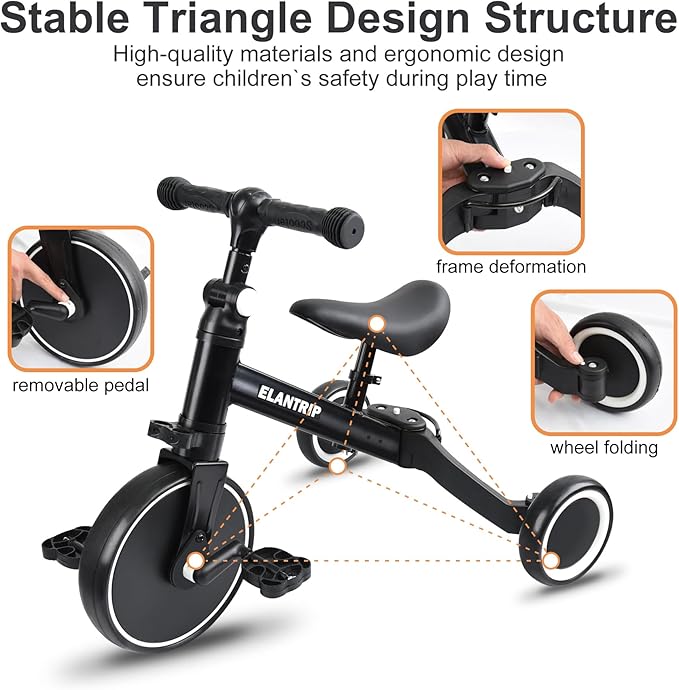 Elantrip 5 in 1 Balance Bike for 1 to 3 Years Old Kids,Toddler Tricycle Kids Trikes Tricycle, Best Toys for Boy & Girl, Balance Training,Adjustable Seat and Removable Pedal