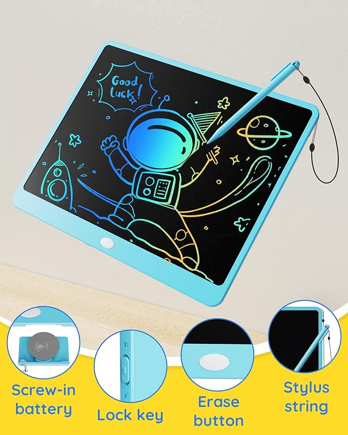 TEKFUN LCD Writing Tablet for Adults, Large Doodle Board, 16 Inch Colorful Drawing Tablet Writing Pad, Toddler Toys for 3 4 5 6 7 8 9 Year Old Girls Boys Teen, Birthday Gifts for Kids (Blue)