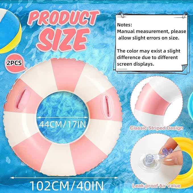 2 PCS Inflatable Pool Floats for Swimming Pool Party Lake Beach Adults - Floaties Pool Tubes Swim Rings Tubes Floaties for Beach Pool Party Decorations
