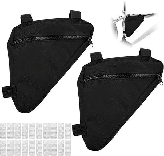 2 Pcs Triangle Bike Bag, Bike Frame Small Storage Bag, Pouches For Adult Cycling For Road And Mountain Bikes Accessories Pack For Phone, Wallet, Keys (With Reflective Stickers* 20)