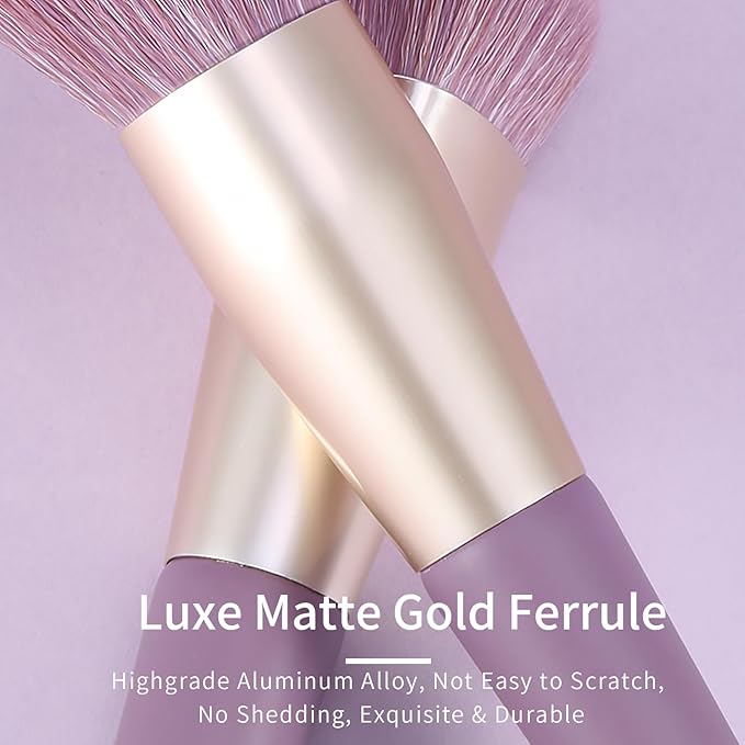 Purple Natural Fiber Makeup Brushes Set with Case, Vegan Makeup Brush Set Professional by ENZO KEN, Colorful Cosmetic Brushes Makeup Set, Make up Brush Set Professional, Purple Makeup Brush Set Vegan.