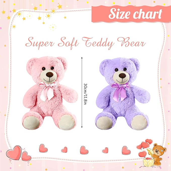 Skylety 10 Pcs Bears Bulk Stuffed Animal Plush Toys 10-14 Inches Birthday Party Favors(Cute Colors)