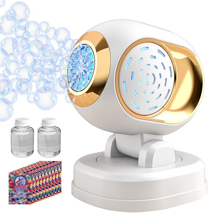 BOMOCO Bubble Machine Battery Operated Durable Bubble Blower Machine Automatic Bubble Machines for Kids Toddlers Parties Wedding Birthday Summer Outdoor Indoor Beach Halloween Favors, White