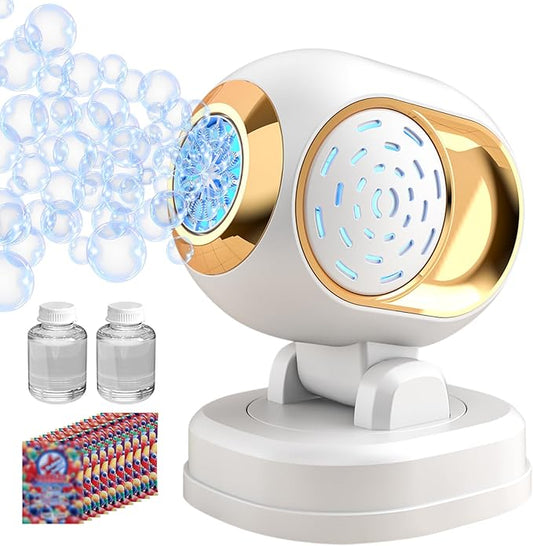BOMOCO Bubble Machine Battery Operated Durable Bubble Blower Machine Automatic Bubble Machines for Kids Toddlers Parties Wedding Birthday Summer Outdoor Indoor Beach Halloween Favors, White