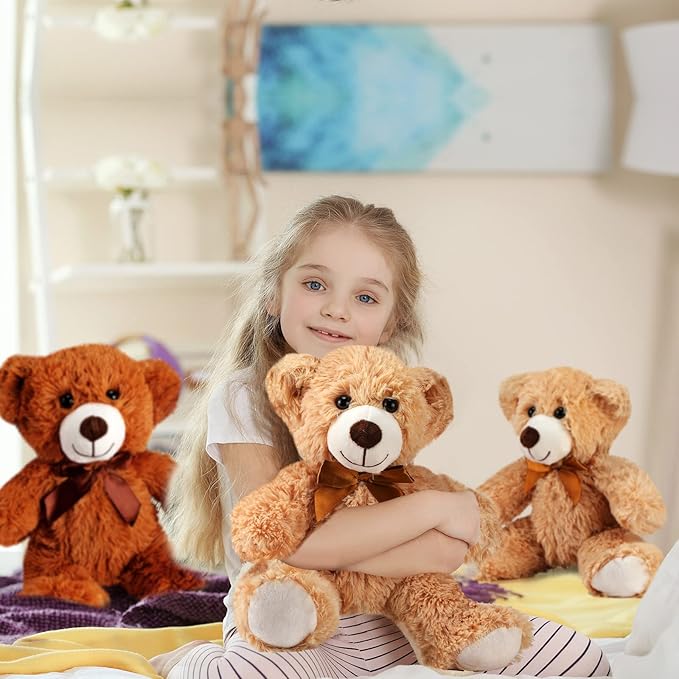 HyDren 9 Pcs 14 Inch Stuffed Animals Bears Bulk Soft Animal Plush Toys Bears Cute Dolls Gift for Valentine Wedding Mom Christmas Baby Shower Birthday Gift Home Decor(Dark Brown, Light Brown)