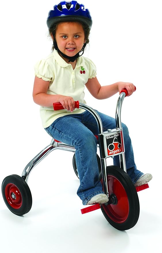 SILVERRIDER Toddler Trike, Kids Tricycle for Preschool, Daycare, Playground Kids Tricycles, Rubber Tires, Silver/Black, 12" Trike