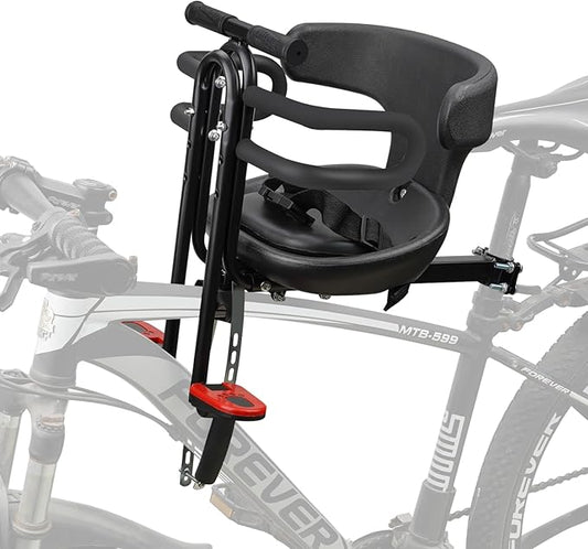 Toddler Bike Seat,1-3 Years Old Front Kids Bike Seat, Baby Bike Seat With Full Surround Guardrail, Safety Handle and Comfortable Pedals, Easy and Quick Installation of Toddler Bike Seat for Adult Bike