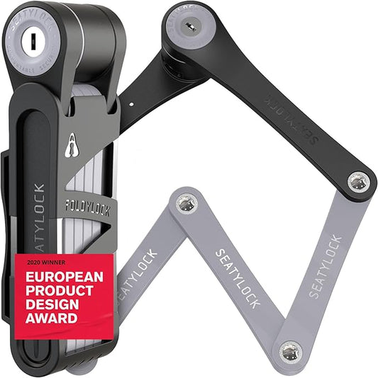 Seatylock FoldyLock Compact Folding Bike Lock - Award Winning Patented Lightweight High Security Bicycle Lock - Heavy Duty Anti Theft Smart Secure Guard with Keys & Case for Bikes or Scooters