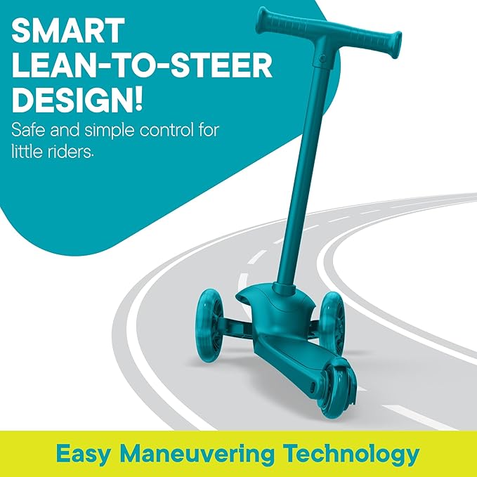 3 Wheel Scooter for Kids, Smooth Light Up LED Front Wheels, Wide Anti Slip Deck, Rear Foot Brake, Easy Lean to Steer Maneuvering, Indoor & Outdoor Ride On Toys for Ages 2 Up