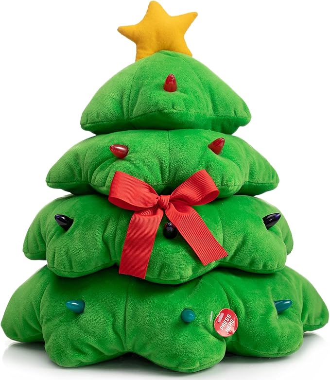 HollyHOME Animated Christmas Plush Toy Singing and Dancing Christmas Tree Plush Christmas Decoration Gifts for Kids 12.5 Inch
