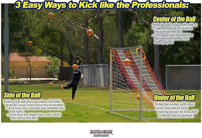 Kickerball - Curve and Swerve Soccer Ball/Football Toy - Kick Like The Pros, Great Gift for Boys and Girls - Perfect for Outdoor & Indoor Match or Game