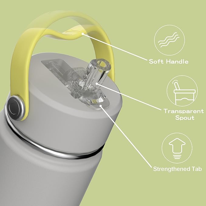 OISIZ Kids Water Bottle with Straw Lid 14oz, Vacuum Insulated 316 Stainless Steel Water Bottles for Kids for School, Leakproof Water Bottle, BPA Free and Keep Cold for 24 Hours