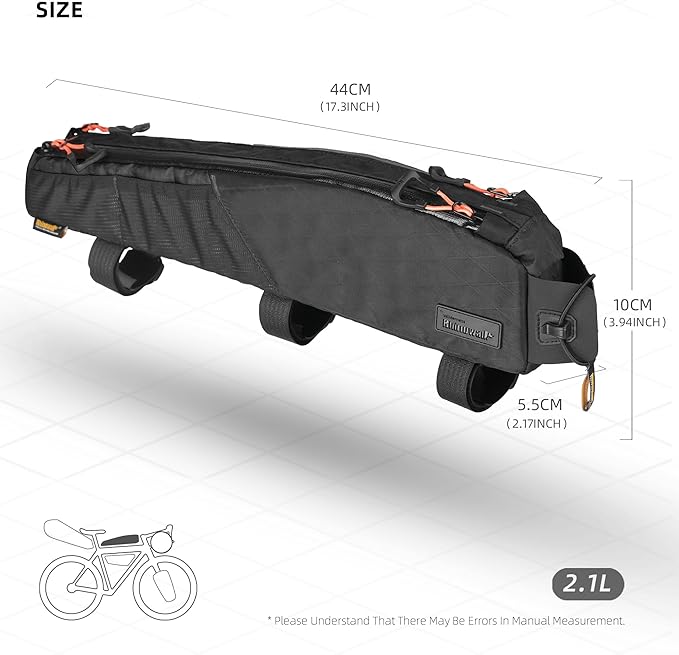 Bike Top Tube Bag Bicycle Front Frame Bag Waterproof Bike Bag 2.1L with Dual Side Mesh Pockets for MTB Road Bike Cycling Commuting and Outdoor Adventures