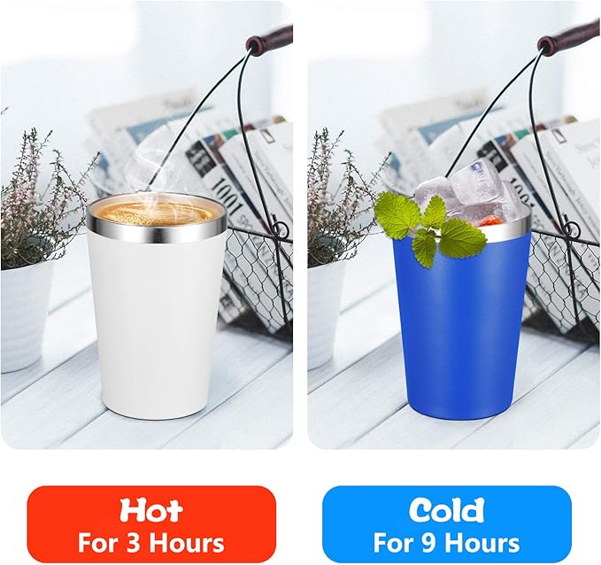 VEGOND 12oz Tumbler Stainless Steel Tumbler bulk Vacuum Insulated Double Wall Travel Tumbler with Lid and Straw Reusable Tumbler, White 6 Pack