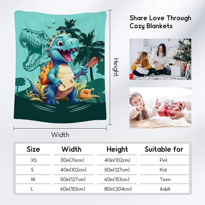 Dinosaur Blanket for Boys, Dinosaur Gifts for Kids Child, 40"x50" Animal Blankets for Son Daughter, Girls Throw for Couch Sofa Chair, Soft Fuzzy Plush Throw Boys Home Decor