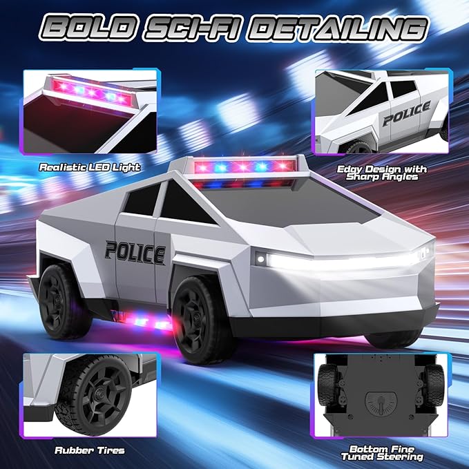1:24 RC Cars Toys, 2.4GHz All Terrain Remote Control Police Car for Boys 4-7 8-12 with Light, Electric Pickup Truck Christmas Birthday Gifts Toys for Boys Girls