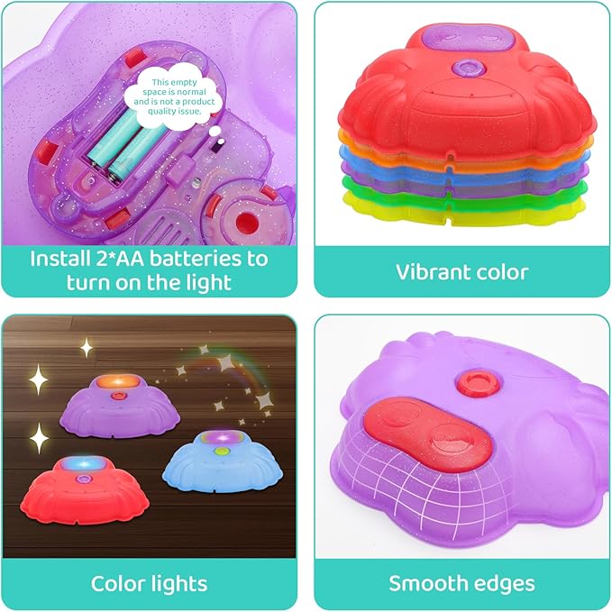 deAO Stepping Stones for Kids Balance Stepping Stones Non-Slip Toddler Outdoor Toys, Coordination Skills Game Toys Obstacle Courses Sensory Toys Indoor, Birthday Gifts For Girls Boys 3+