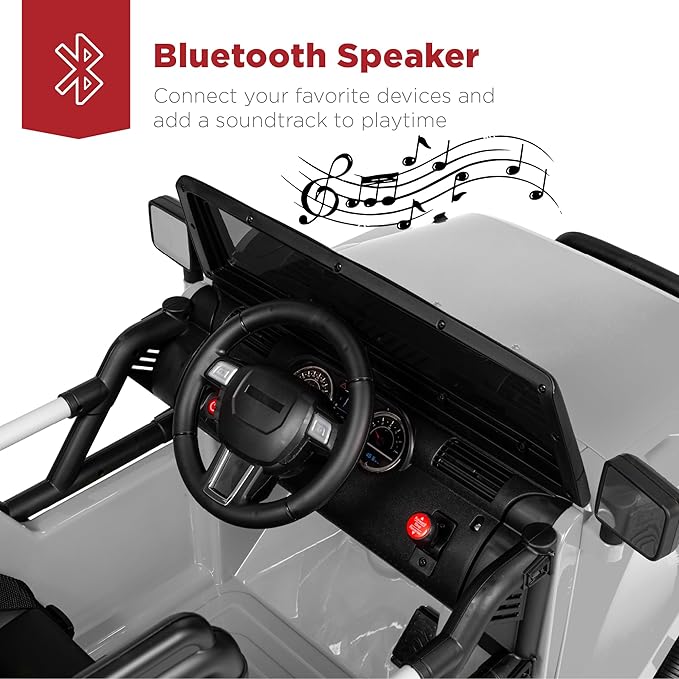 Best Choice Products Kids 12V Ride On Truck, Battery Powered Toy Car w/Spring Suspension, Remote Control, 3 Speeds, LED Lights, Bluetooth - Light Gray