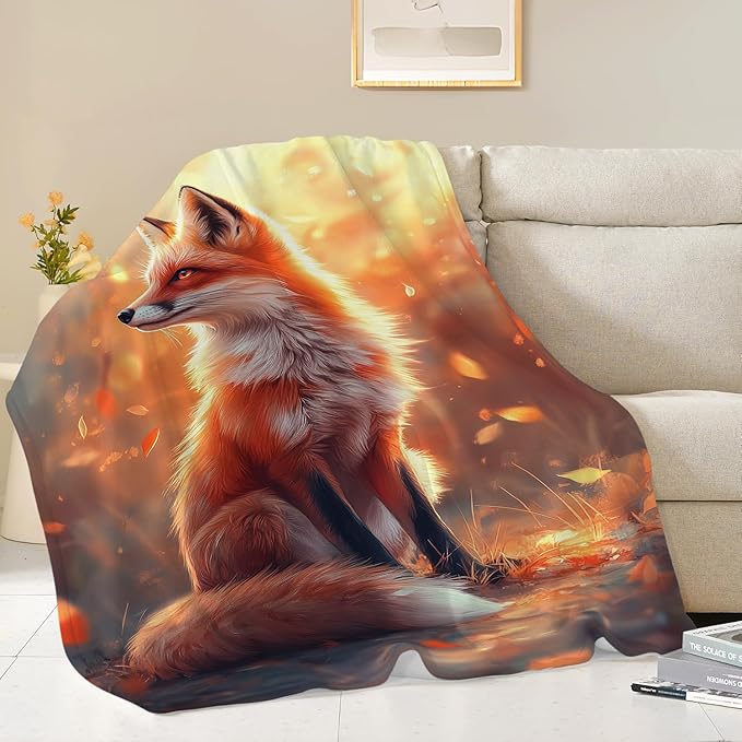 Fox Blanket Orange Fox Throw Blanket Fox Gifts for Girls Women Kids Boys Adults Men Super Soft Cozy Plush Fluffy Fuzzy Fleece Blanket Home Decor 40''X50''