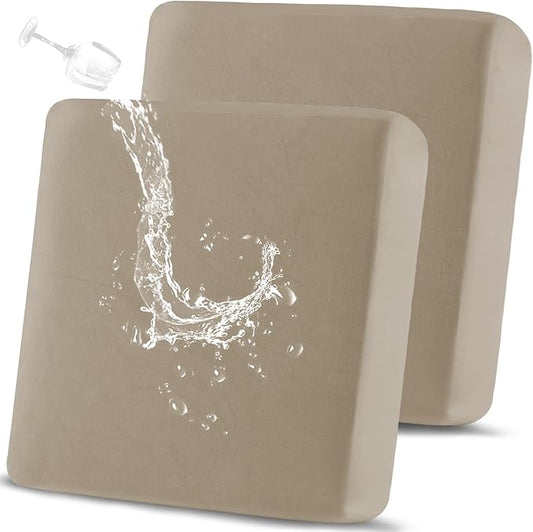 100% Waterproof Couch Cushion Covers, Replacement Sofa Cushion Covers, Stretch Individual Sofa Seat Cushion Slipcovers Furniture Protector for Kids Pets (2-Piece Loveseat Cushion Cover, Sand)