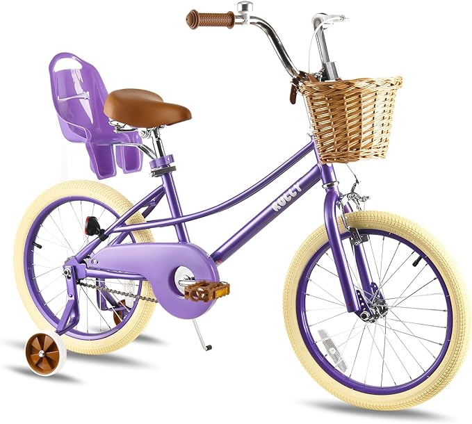 RULLY Donna Kids Bike for Girls Ages 2-7 Years, 12 14 16 Inch Princess Girls Bicycle with Doll Bike Seat, Training Wheels, Basket and Streamers, Kids Cycle Bikes, Multiple Colors
