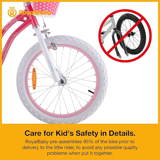 RoyalBaby Girls Bike Classic & EZ Kids Bike, Balance and Pedal Bicycle, 12 14 16 18 20 Inch Toddlers to Big Kids 3-10 Years