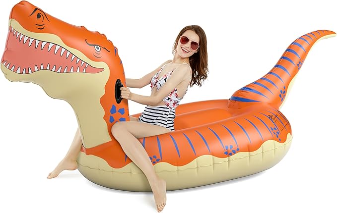 Jasonwell Inflatable Dinosaur Pool Float for Boys Girls Adults 124'' Giant T-Rex Floatie Summer Beach Swimming Pool Inflatables Ride on Party Pool Toys Raft Lounge Kids Tyrannosaurus Rex Toys