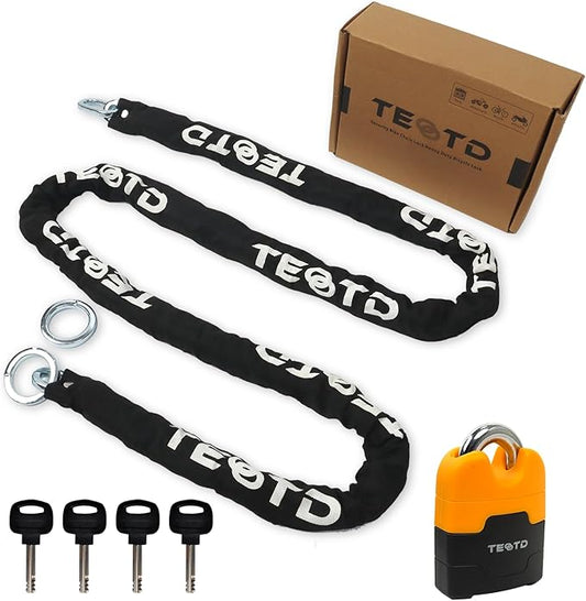 Heavy Duty Anti-Theft Chain Lock - 8.2ft/250cm Long, 10mm Thick, 4 Keys for Containers, Trailers, ATV