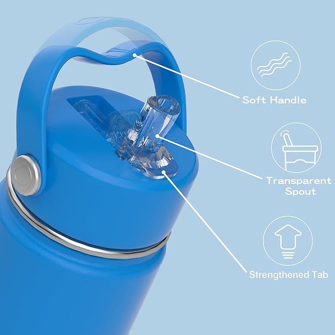 OISIZ 18oz Kids Water Bottle with Straw Lid, Vacuum Insulated Water Bottle 316 Stainless Steel Water Bottles for Kids for School, Leakproof Water Bottle, BPA Free and Keep Cold for 24 Hours