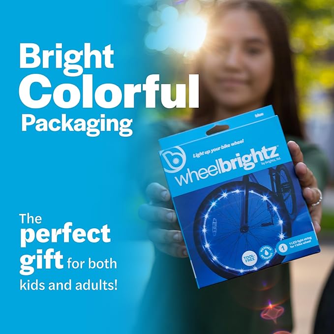 Brightz WheelBrightz LED Bike Wheel Lights - 2025 Edition with Superior Straps & LED-Weatherproof Shield! 14 Colors - Unmatched Durability, Visibility & 48+ Hours of Dazzling Illumination