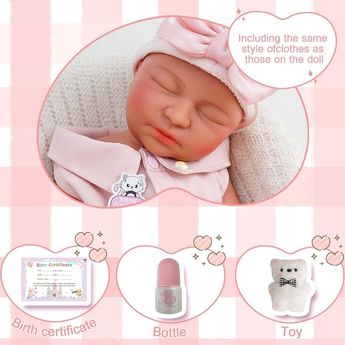 20.67 in Full Silicone Reborn Baby Dolls, 1:1 Lifelike Newborn Dolls Non Vinyl Realistic Reborn Toddler Dolls Boy Washable Sleeping Doll
