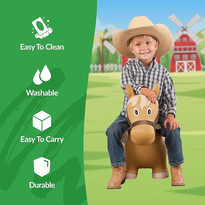 Big Country Toys Lil’ Bucker Horse Kids Toys - Rodeo Ride On Toys for18 Months to 3+ Years - Bouncy Animals for Toddlers - Inflatable Hopper Horse Toys with Hand Pump