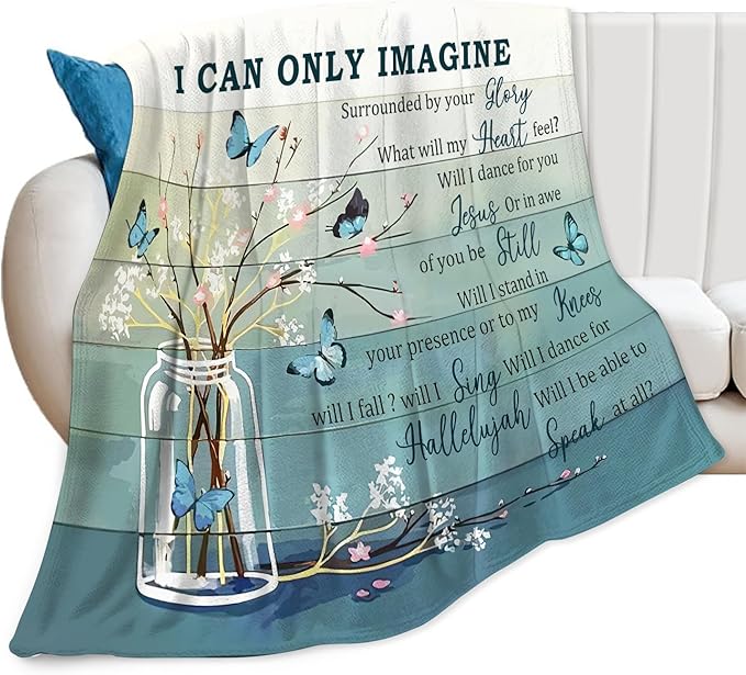 Christian Butterfly Blanket for Women, I Can Only Imagine Fleece Blanket Gifts for Boys Girls, Warm Cozy Soft Flannel Christ Stuff for Bed Sofa Couch 50" x 40"