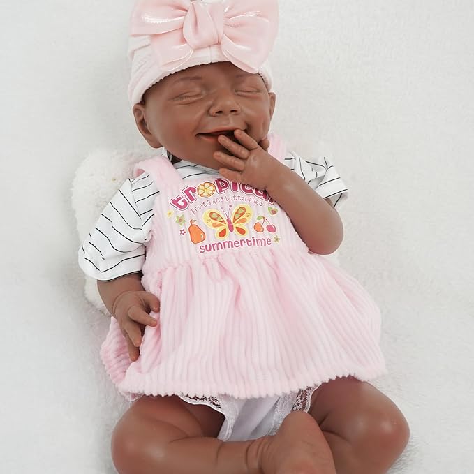 17.72 in Full Silicone Reborn Baby Dolls, 1:1 Lifelike Newborn Dolls Non Vinyl Realistic Reborn Toddler Dolls Boy Washable Sleeping Doll