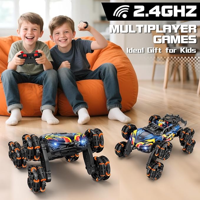 8WD Gesture Sensing RC Stunt Car Toys for Boys Age 8-12, 2.4GHz Hand Controlled Remote Control Car with Light & Music & Spray, Cool Christmas Birthday Present Gifts for Kids 6 7 8 9 10 11 12 Years Old