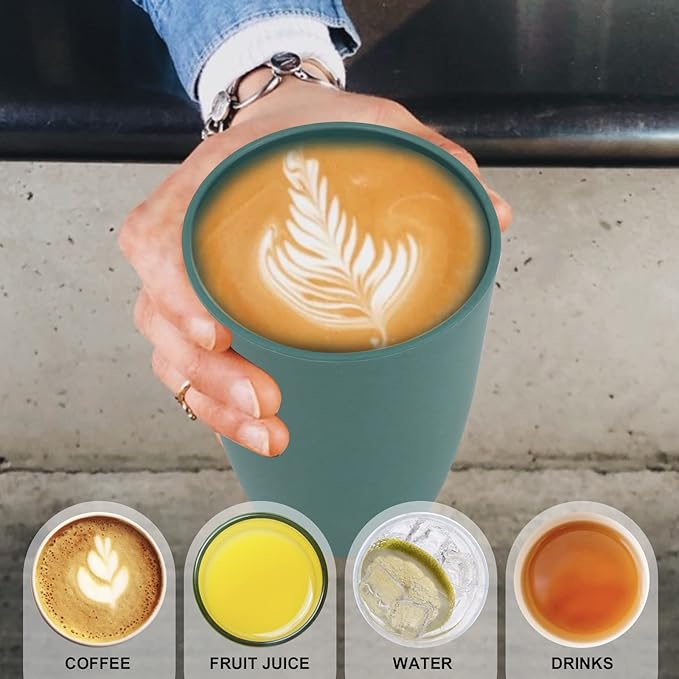 Wheat Straw Cups 6 PCS Good Alternative to Plastic Reusable Cups 20 oz Unbreakable Drinking Cup Reusable Dishwasher Safe Water Plastic Glasses Green