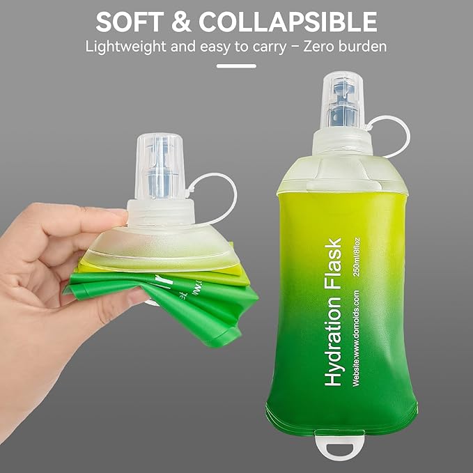 250ml Soft Flask Soft Water Bottle for Running, Hiking, Travelling, Cycling and Climbing - Gradient Green